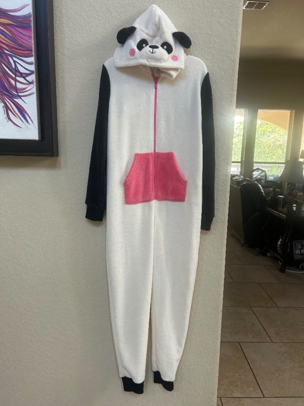 Tucker + Tate Hooded Panda Fleece One-Piece Pajama Jumpsuit. Sz 14/16, NWOT